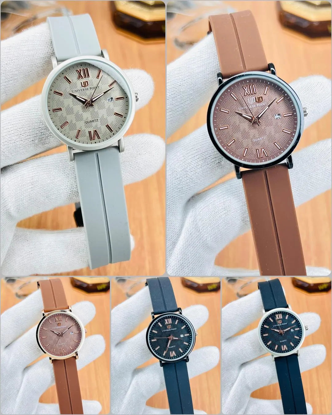 Men's Magnet Strap Watch Black Brown Grey Round Dial