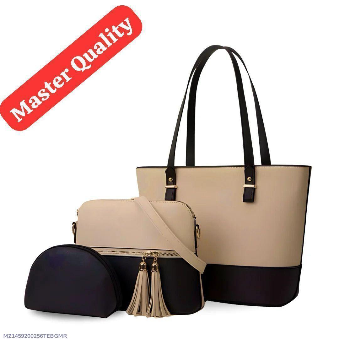 Premium Quality 3-Piece Handbag Set Black

Beige Rexine